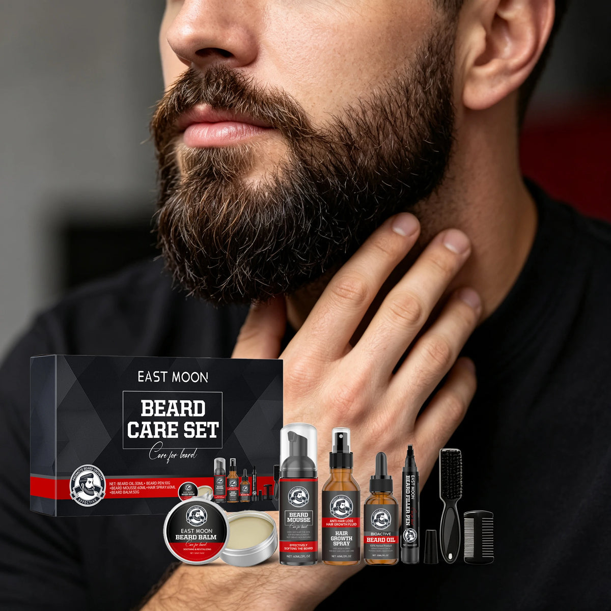 Men's Beard Care Set with Jojoba Oil Smoothness Repair Formula
