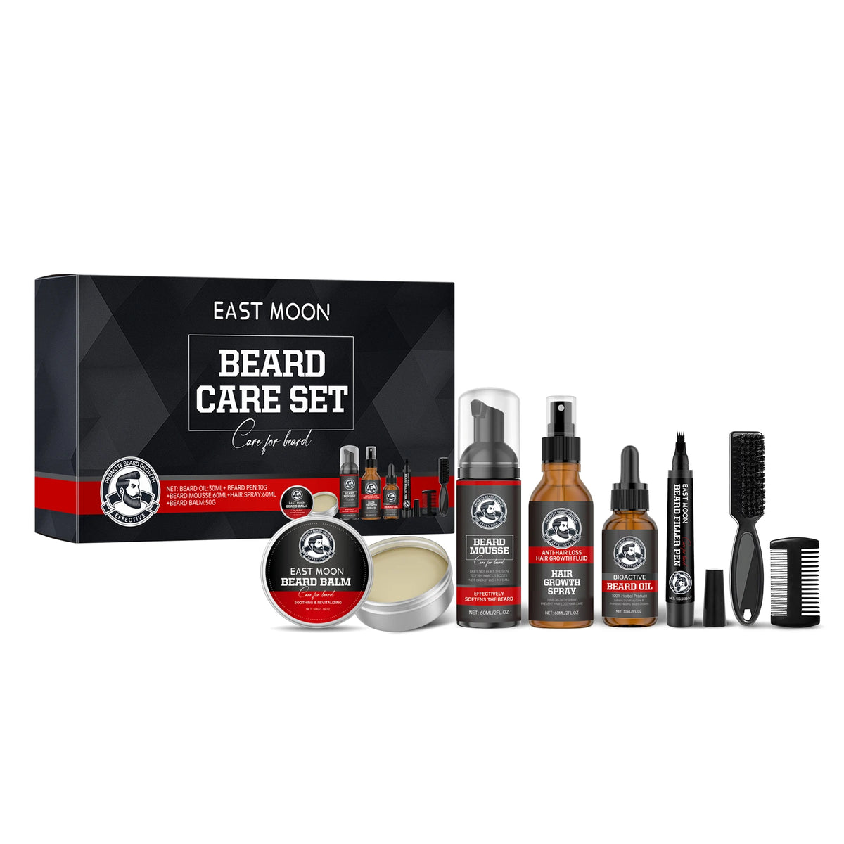 Men's Beard Care Set with Jojoba Oil Smoothness Repair Formula
