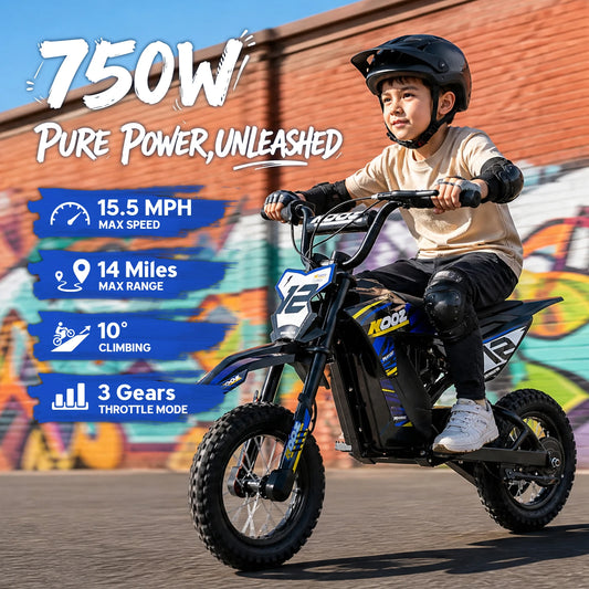 KOOZ Kids Electric Dirt Bike With Powerful 750W Motor Engine