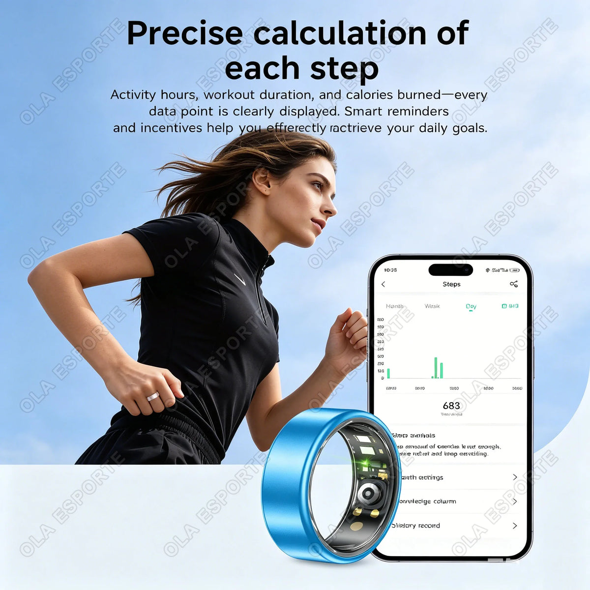 Ola Esporte Smart Ring Blood Pressure Heart Rate Monitor