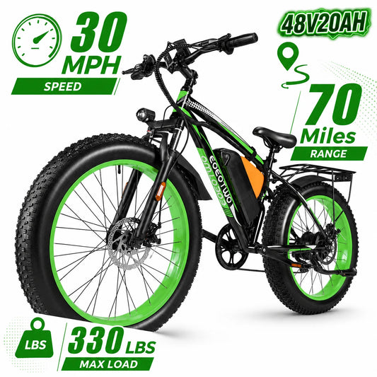 Adults 1000W Fat Tire Electric Bike With 48V Rechargeable Battery