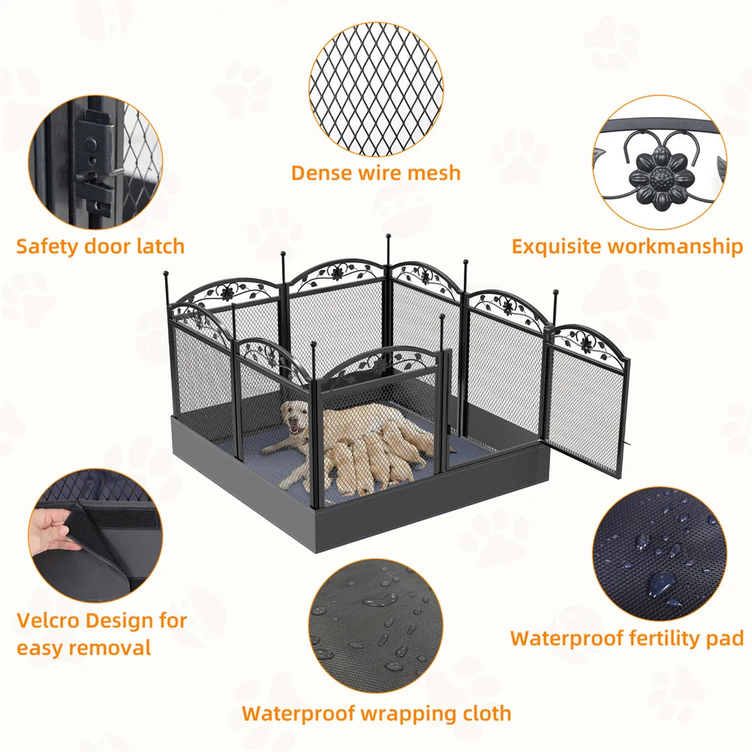Bingopaw 8 Panel Metal Dog Playpen For Indoor Whelping Kennel