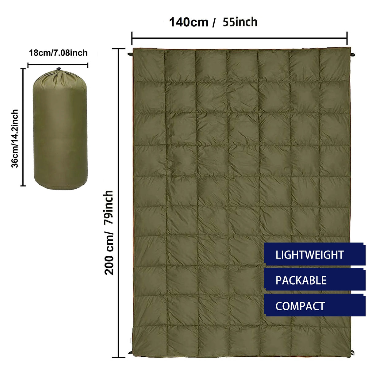 Outdoor Lightweight Down Alternative Puffy Camping Blanket For Hiking