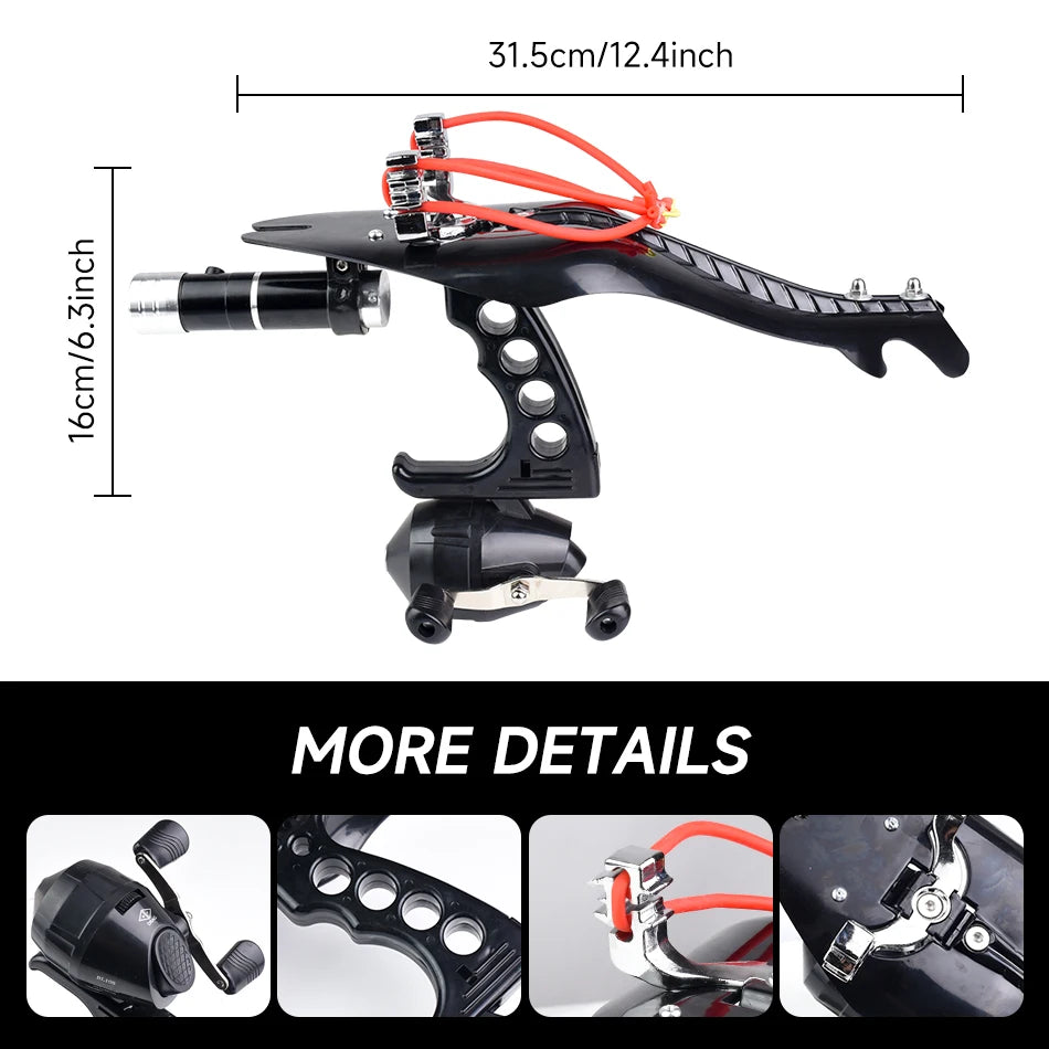 Precision Metal Slingshot With Protective Plate And Reel For Hunting