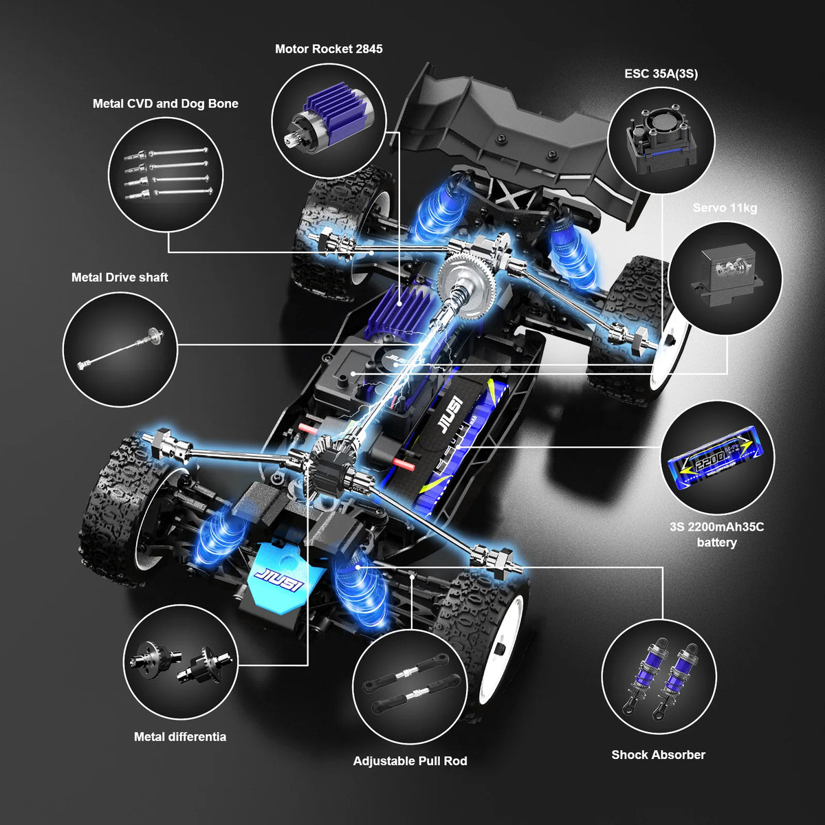 JIUSI WB12 PRO Brushless 4WD RC Car High Speed Racing