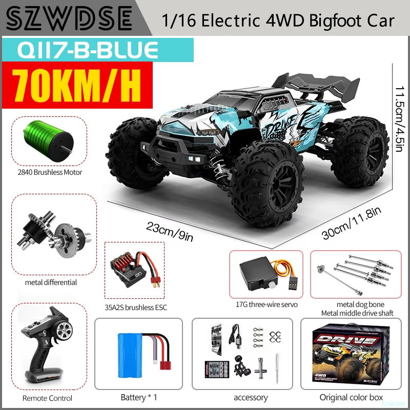 WLtoys Q117 Brushless 4WD RC Dirt Bike LED Headlights