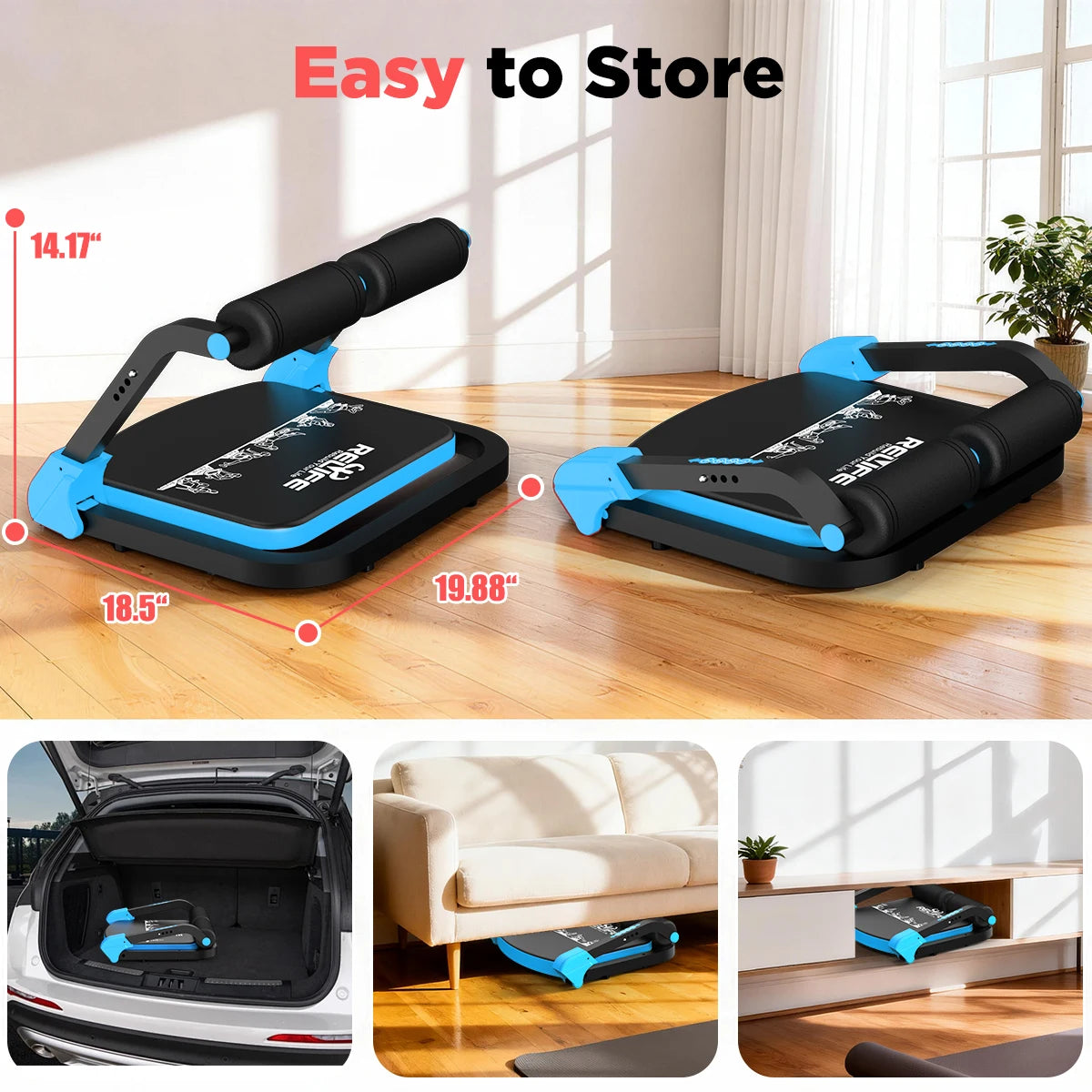 Relife Automatic Rebound Sit Up Machine Foldable Adjustable Core Trainer