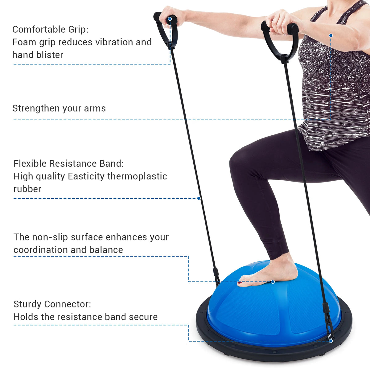 Half Exercise Ball Trainer With Resistance Bands And Air Pump