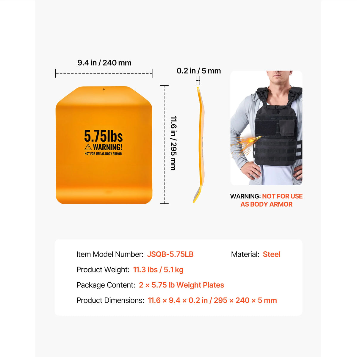 SucceBuy Curved Steel Weight Vest Plates for Fitness Training