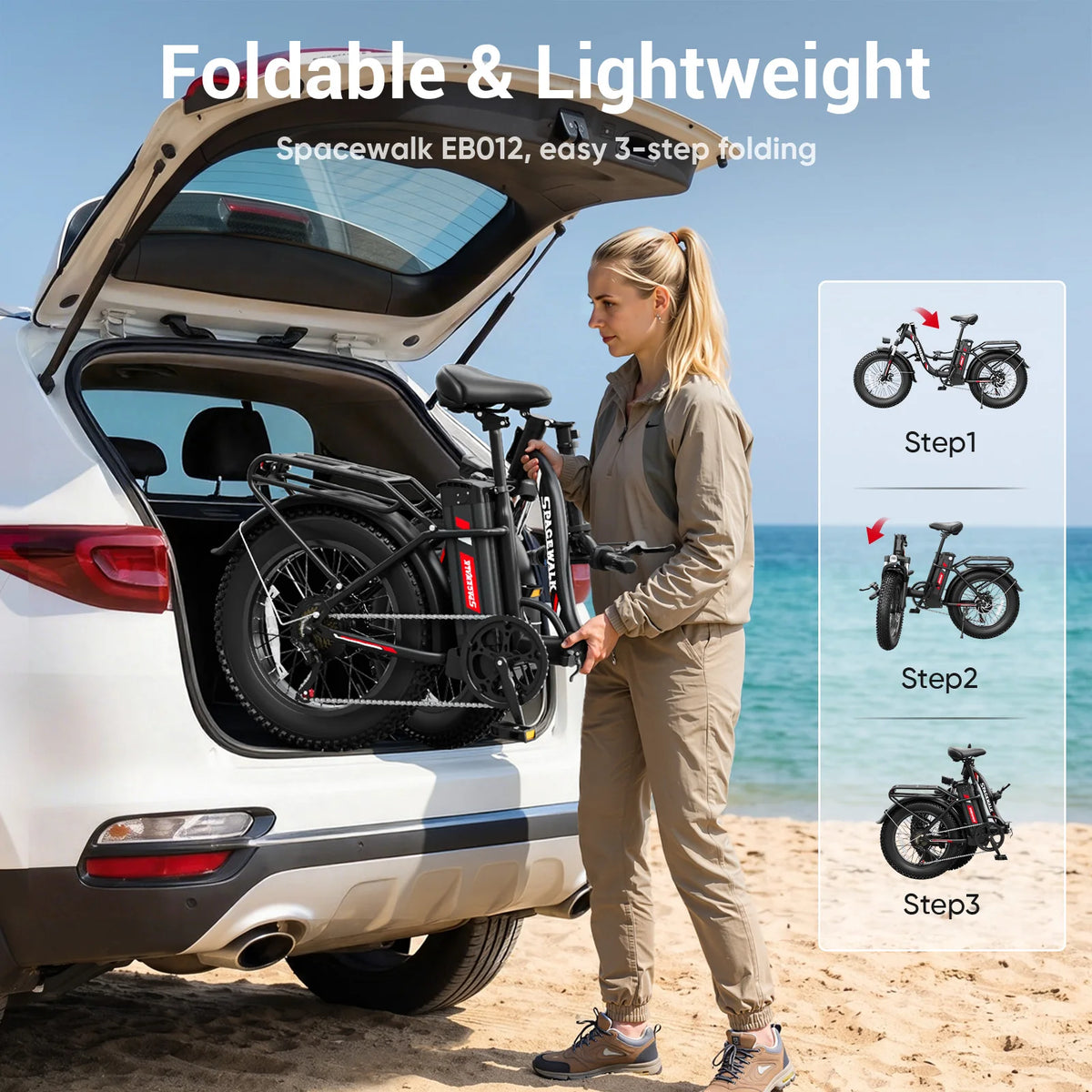 Eilleo Spacewalk 1500W Peak Fat Tire Folding Ebike With Battery