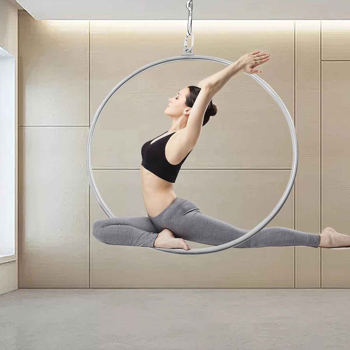 Heavy Duty Stainless Steel Aerial Hoop For Home Yoga Fitness