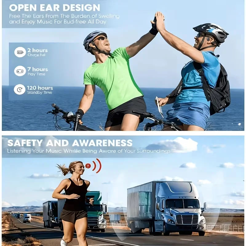 Open-Ear Wireless Bone Conduction Headphones with Microphone for Running