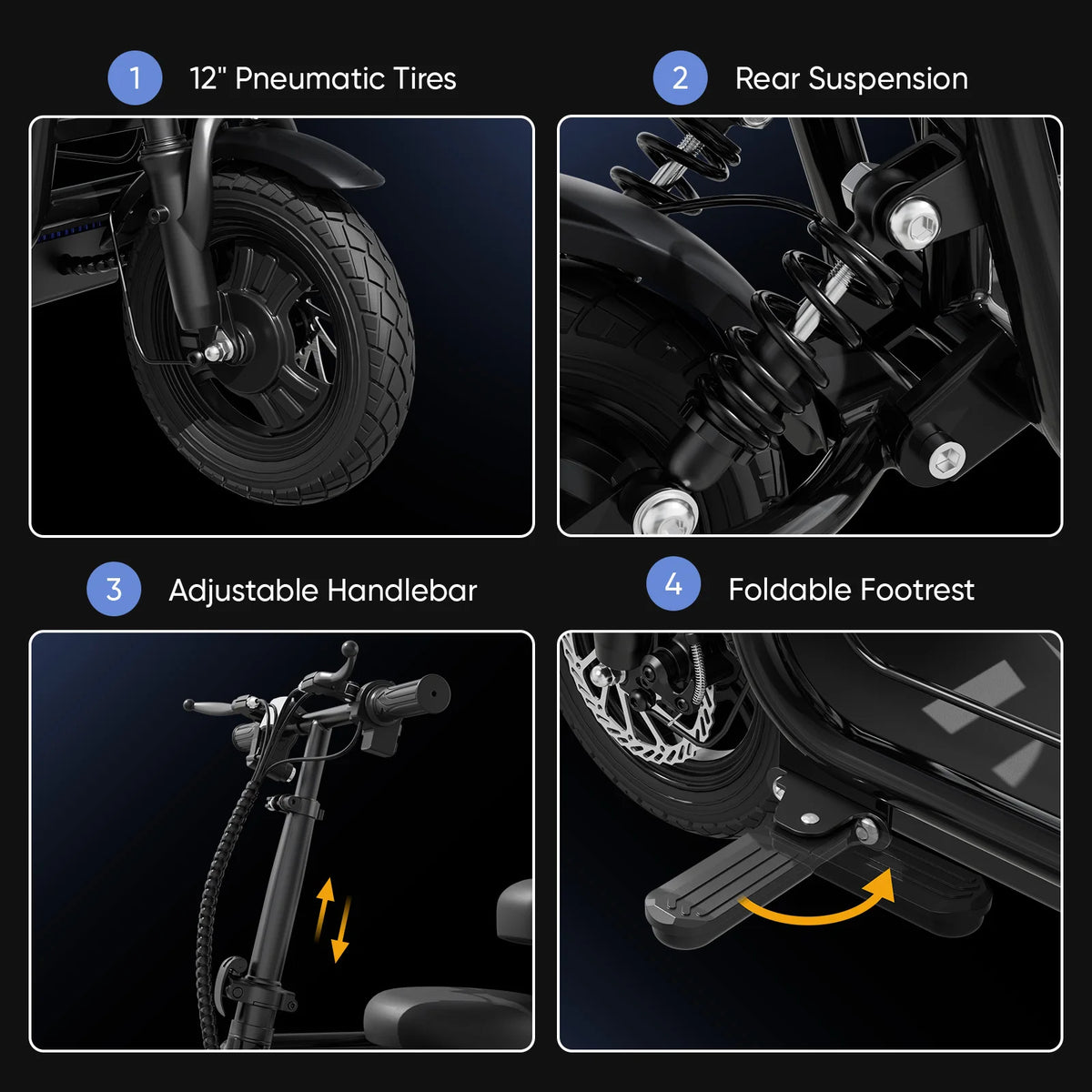 Eilleo Spacewalk 48V Foldable Electric Scooter With Seat And Basket