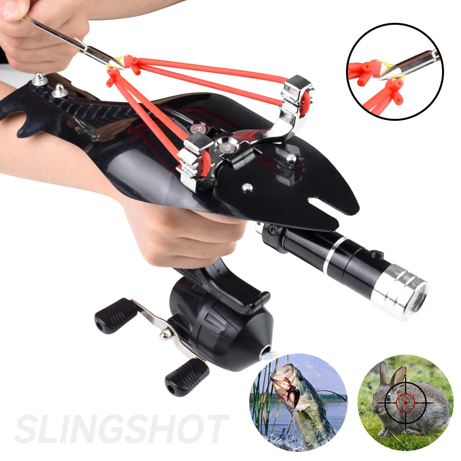 Precision Metal Slingshot With Protective Plate And Reel For Hunting