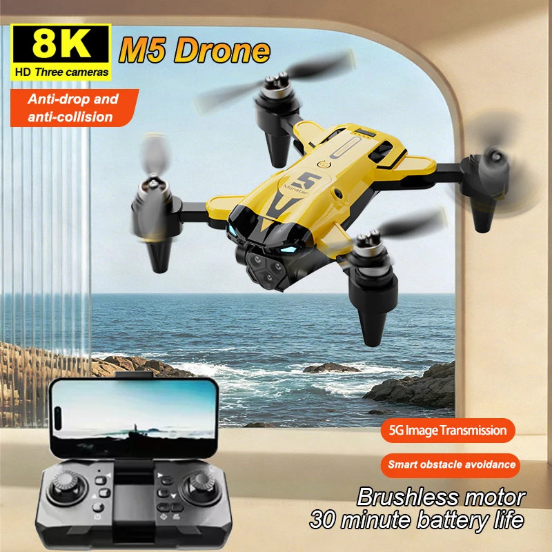 ZNLYRION Mini Brushless Drone M5 8K Foldable Obstacle Avoidance FPV