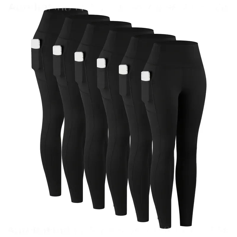 Women High Waist Cotton Modal Six Pockets Workout Yoga Leggings