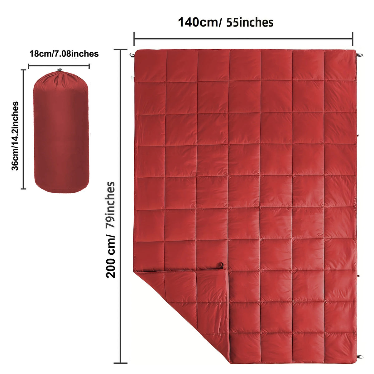 Outdoor Lightweight Down Alternative Puffy Camping Blanket For Hiking
