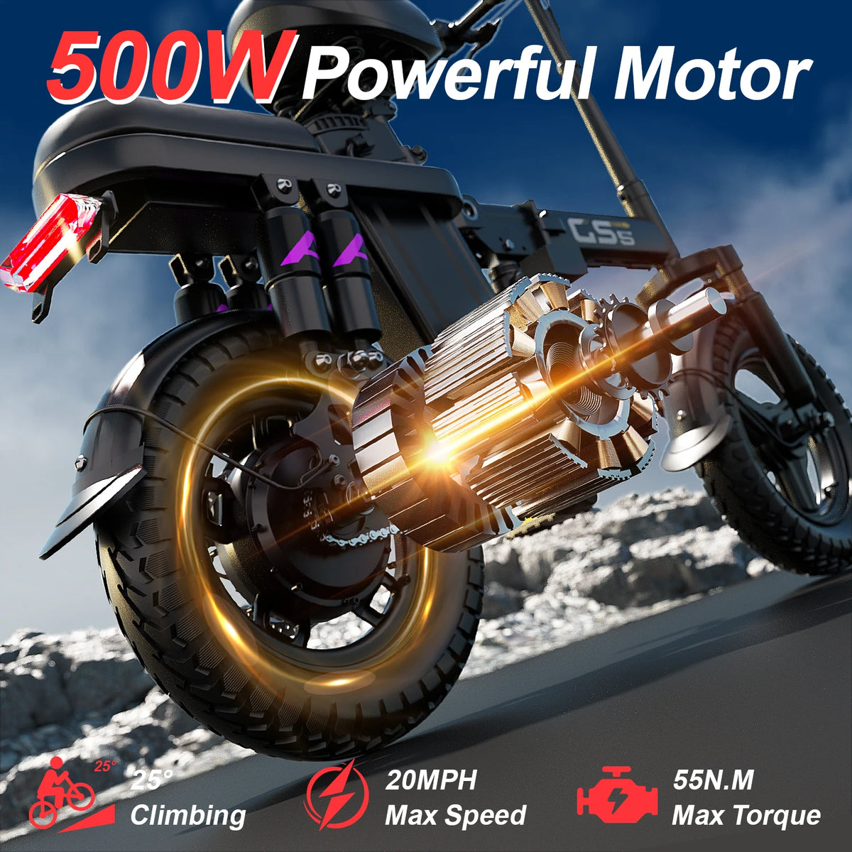 UPlee GS5 Electric Bike Featuring Shock Absorbers And Removable Battery