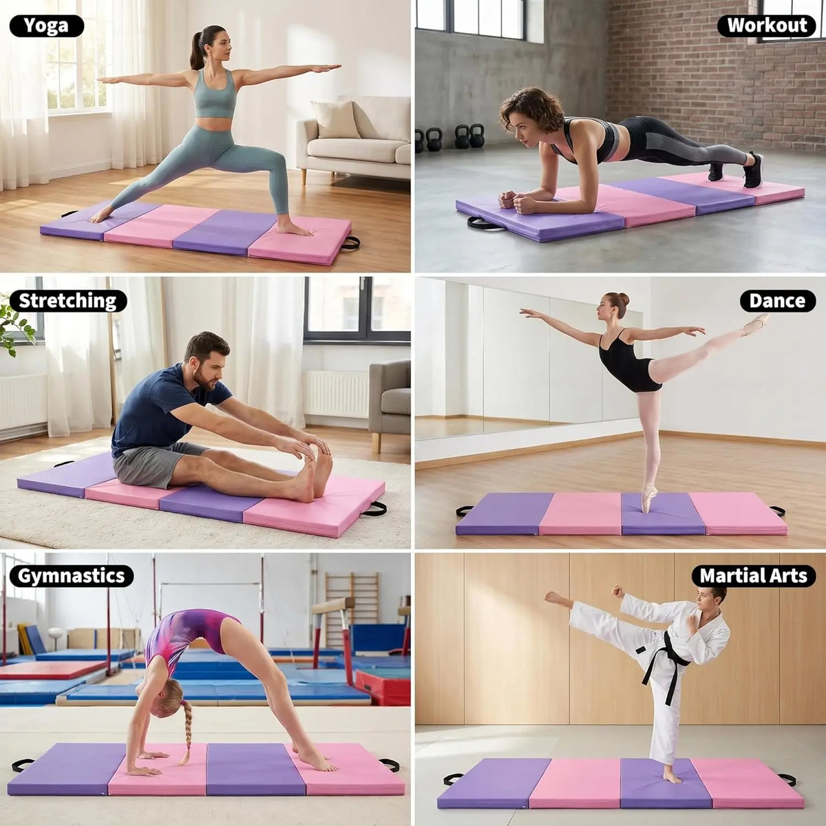 HiMISS Portable Four Fold Gymnastics Mat For Home Training