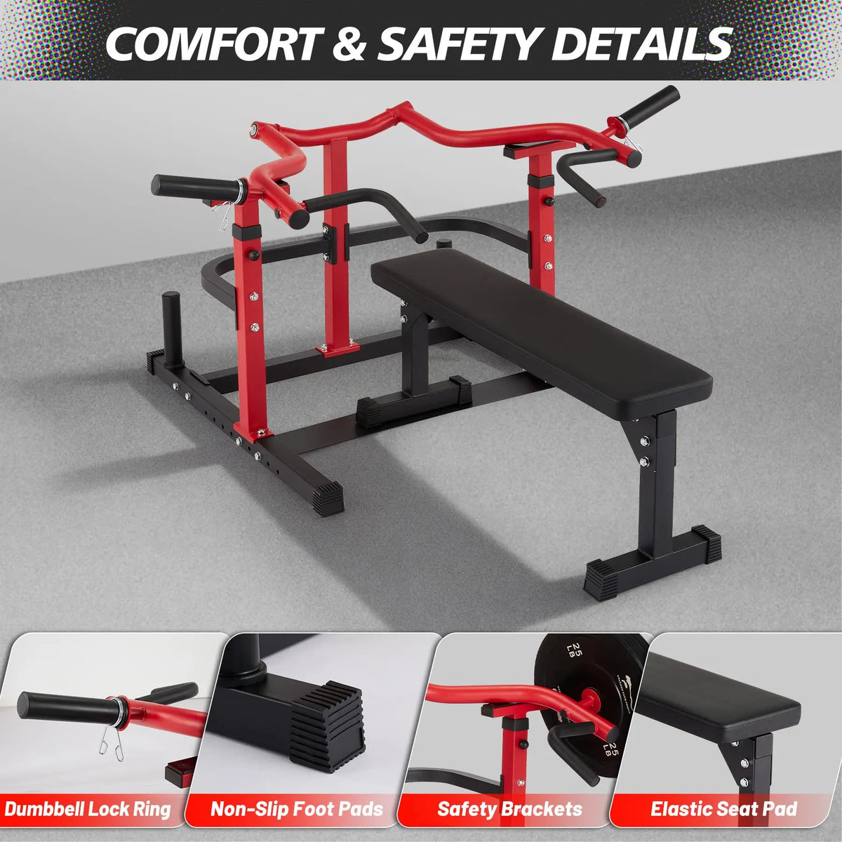Adjustable Chest Press Machine With Converging Arms For Home Gym