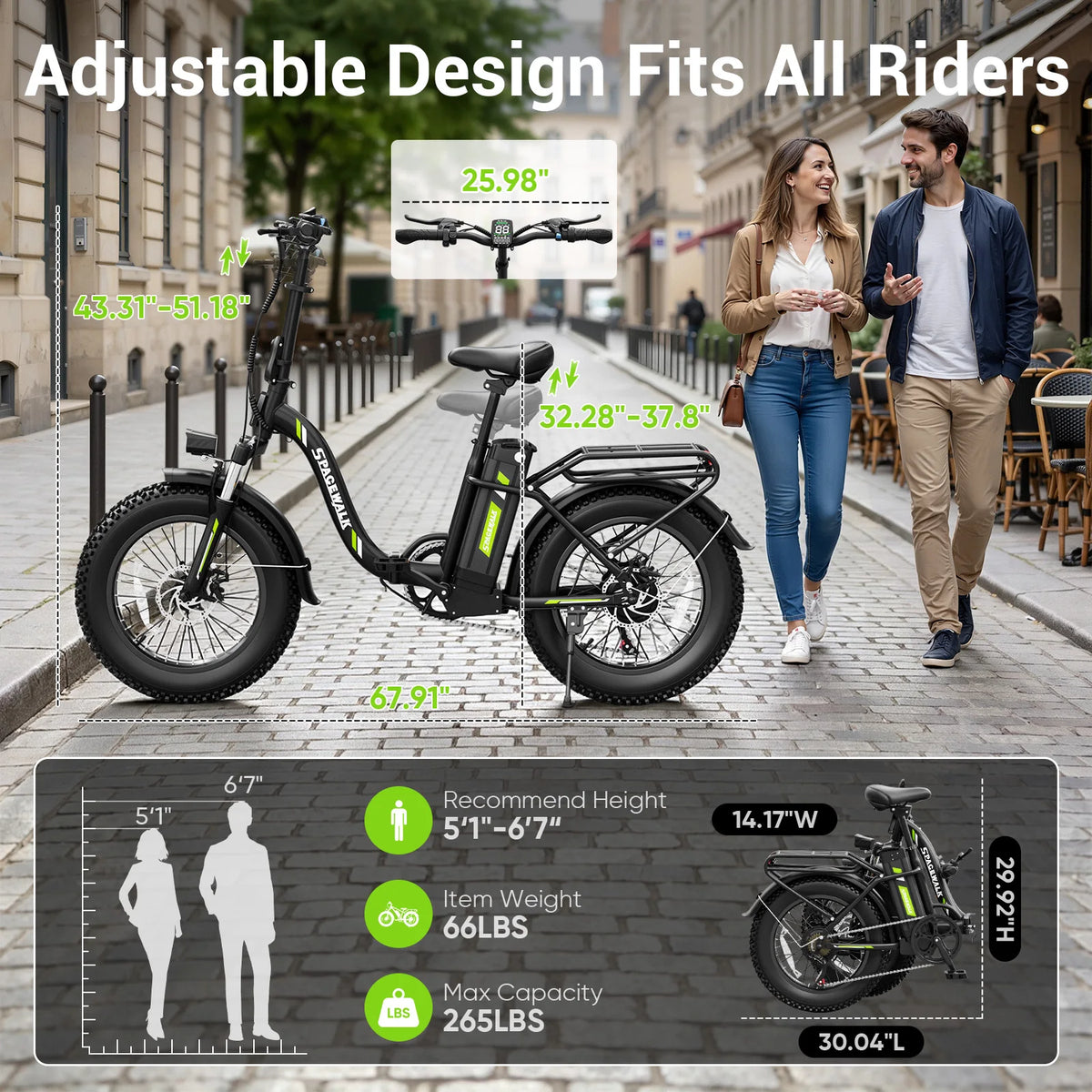 Eilleo Spacewalk Foldable Electric Bicycle With Removable Battery