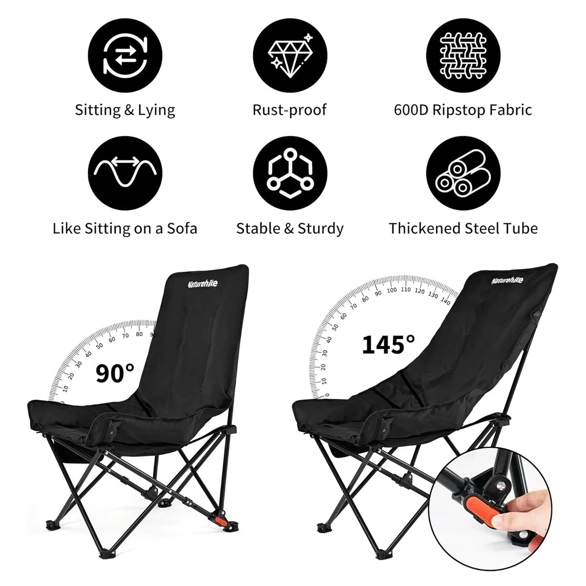 Naturehike Adjustable Outdoor Folding Camping Moon Chair Portable