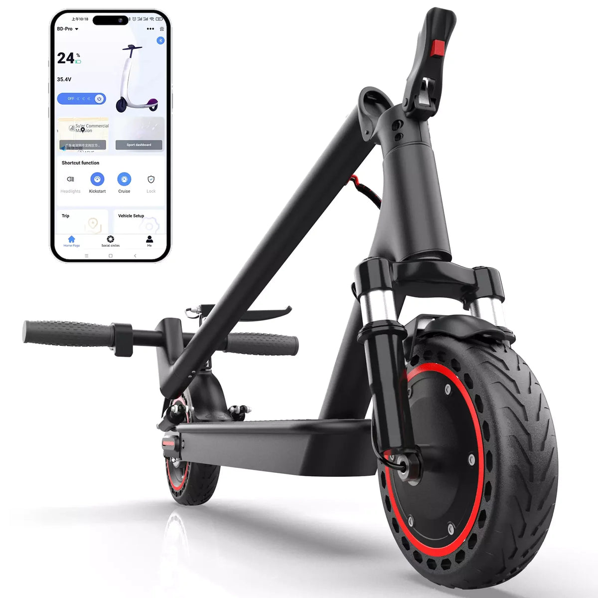 LADPED LP07 350W Electric Scooter 19mph App Control Dual Suspension