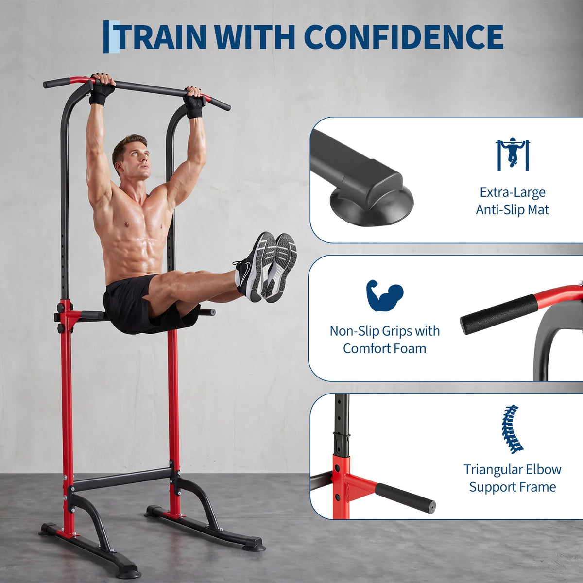 Adjustable Heavy Duty Power Tower For Pull Up And Dip Workout