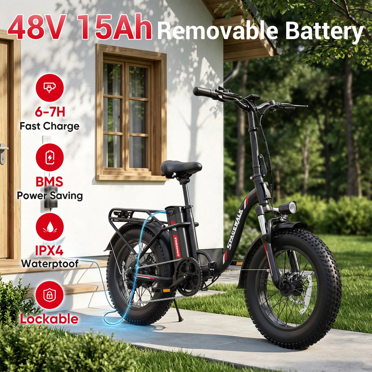 Eilleo Spacewalk 1500W Peak Fat Tire Folding Ebike With Battery
