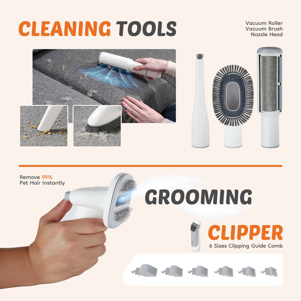Professional Pet Grooming Vacuum Kit And Cordless Rechargeable Clippers