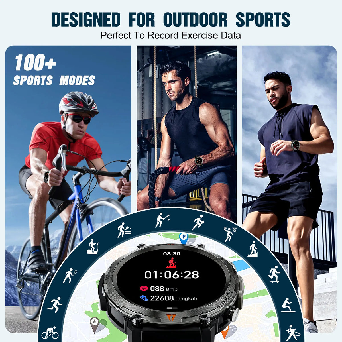LaNikar Bluetooth Call Smart Watch With Health Monitor And Flashlight