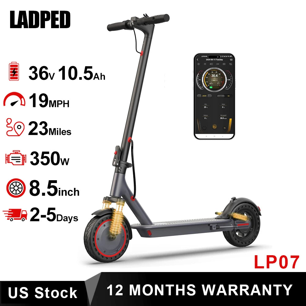 LADPED LP07 350W Electric Scooter 19mph App Control Dual Suspension
