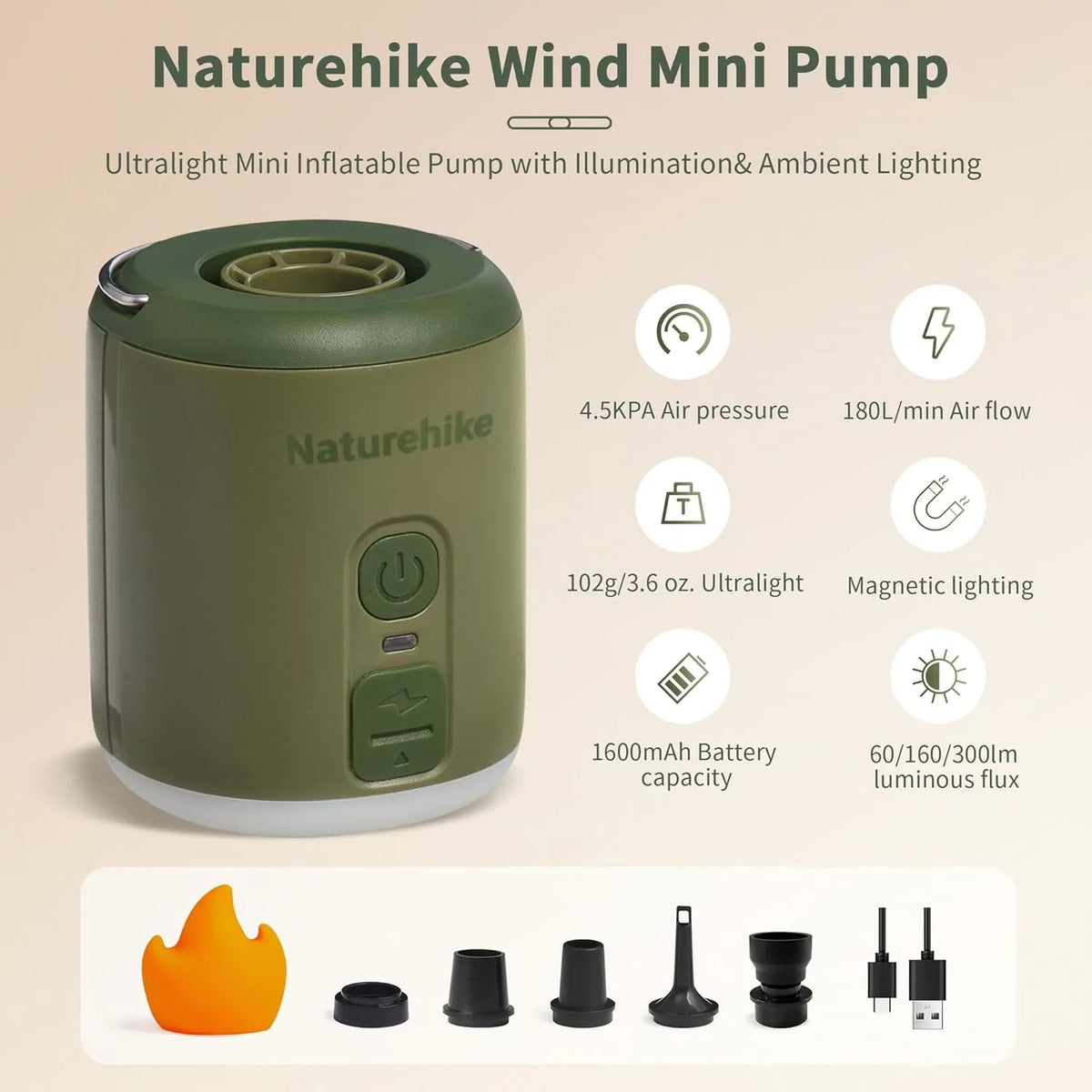 Naturehike Multifunction Air Pump Mini Portable Outdoor Camping Inflator