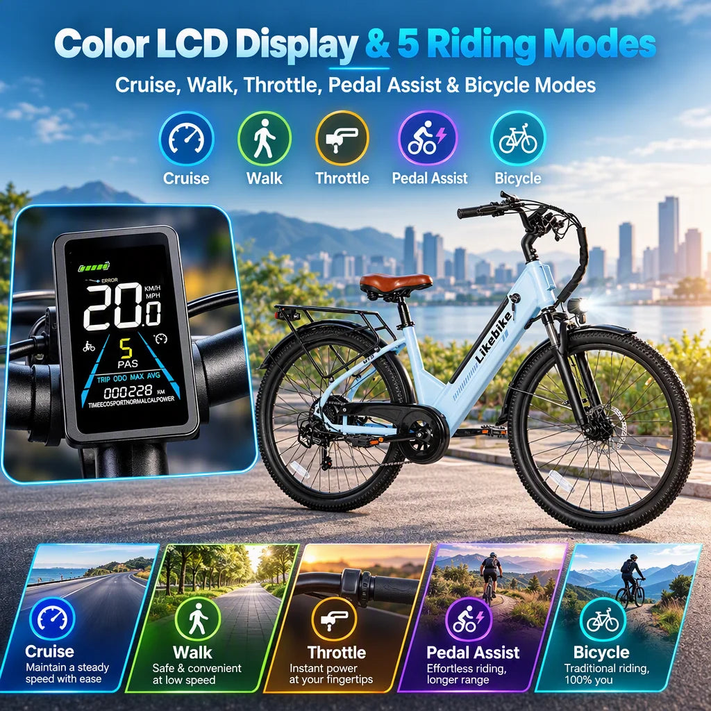 Adults Commuter Electric Bike With Removable Battery And Shimano Gears
