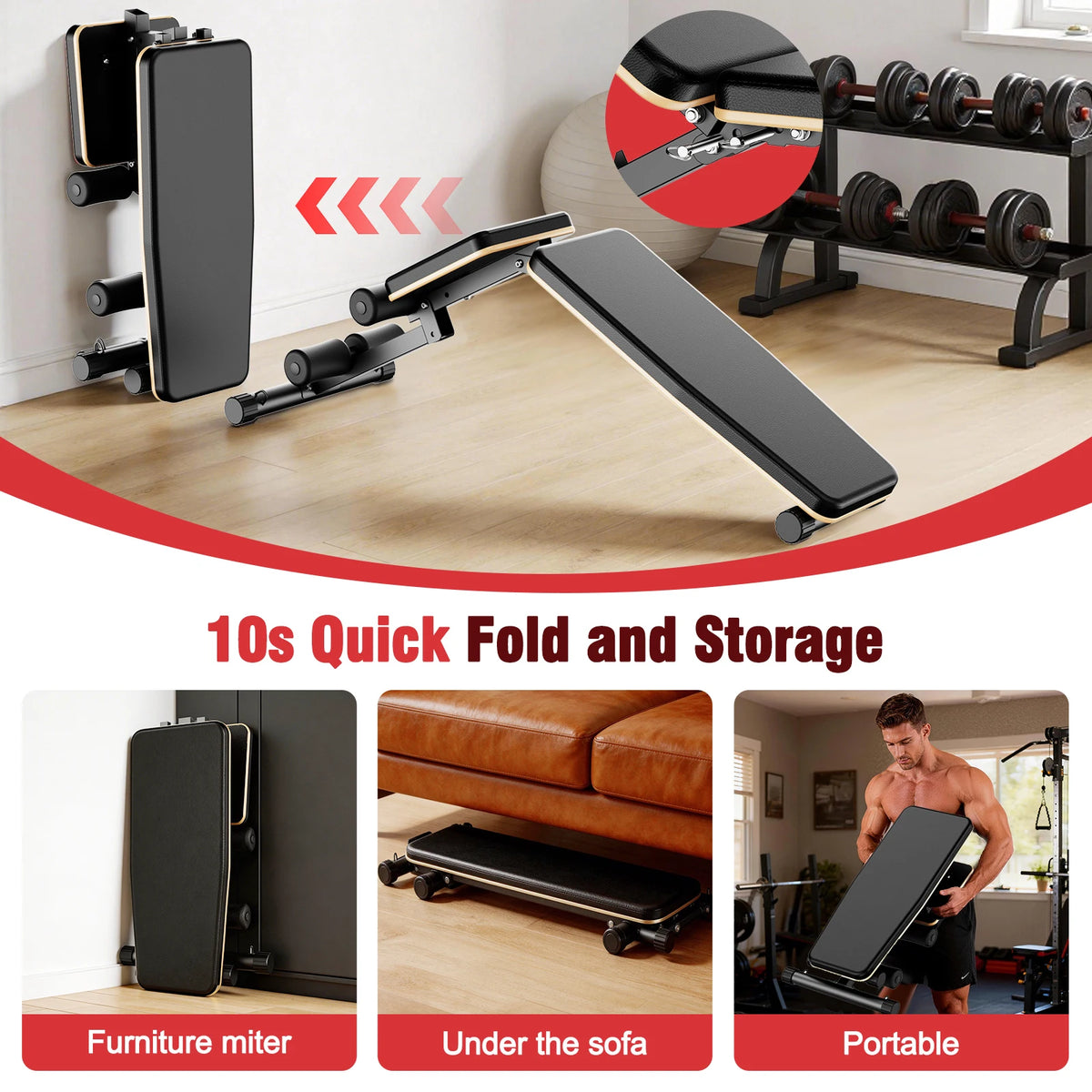 Multifunctional Adjustable Foldable Dumbbell Gym Weight Bench