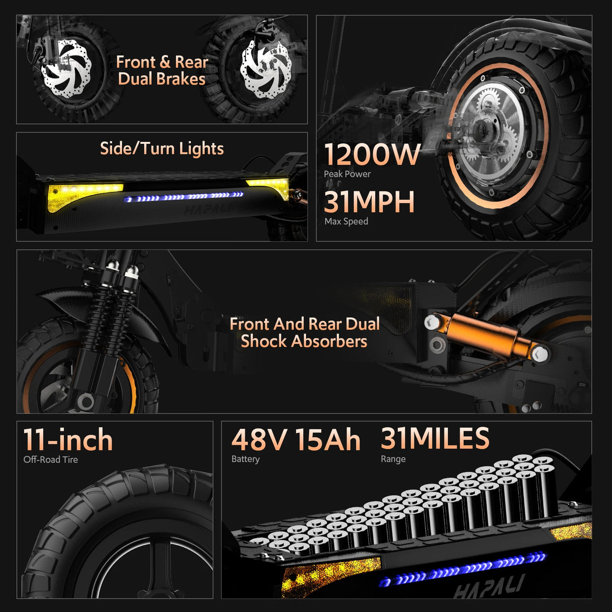 Osboo Off Road Electric Scooter With 1200W Motor And Brakes