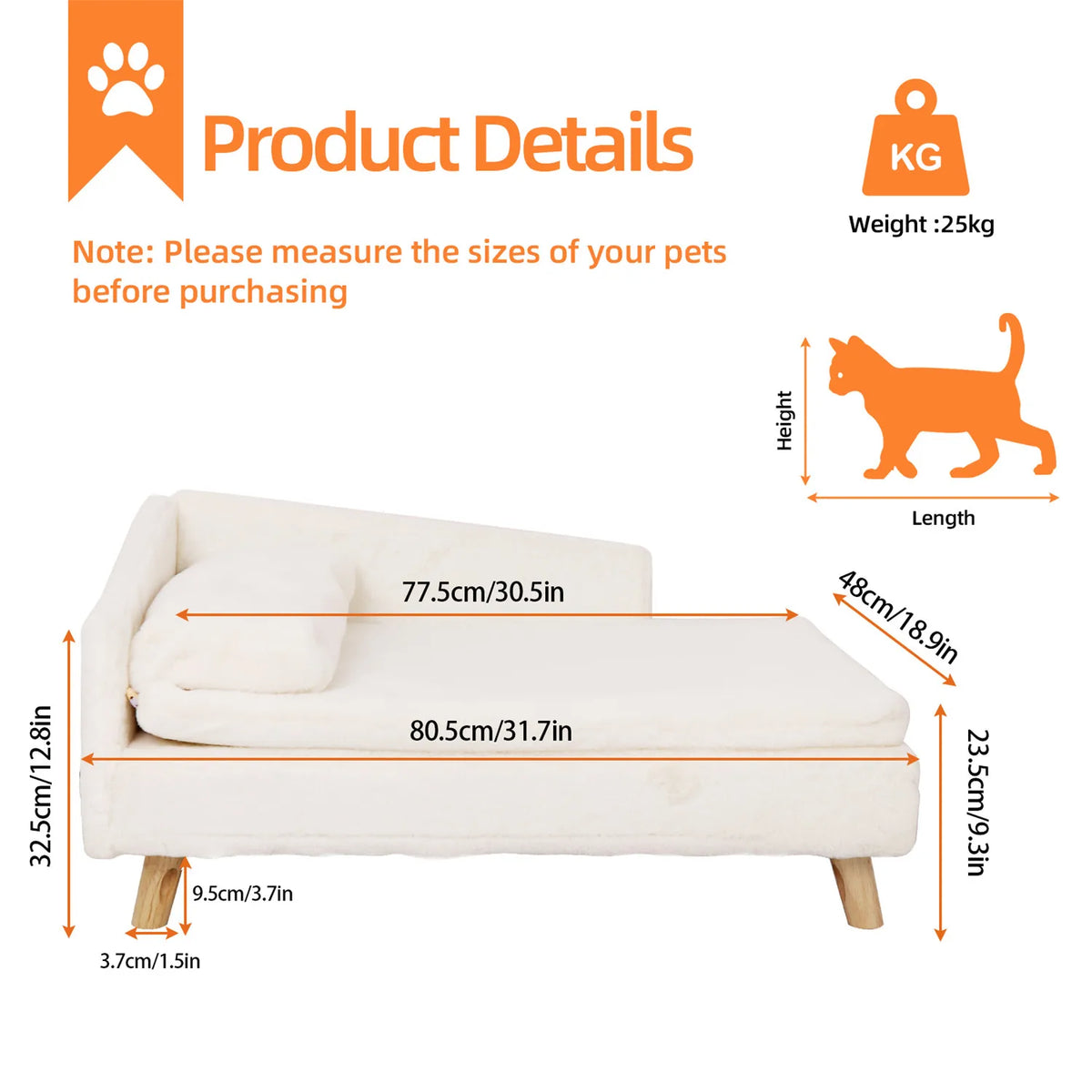 Bingopaw Raised Waterproof Pet Sofa Plush Cushion Elevated Design