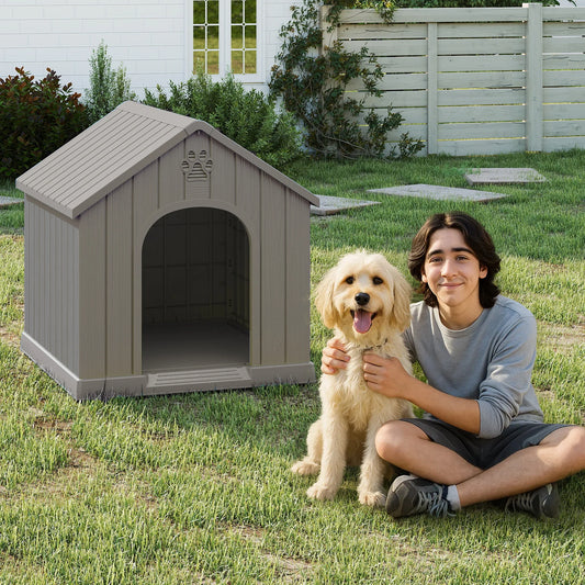 Weather Resistant Plastic Dog House For Outdoor Patio Backyard