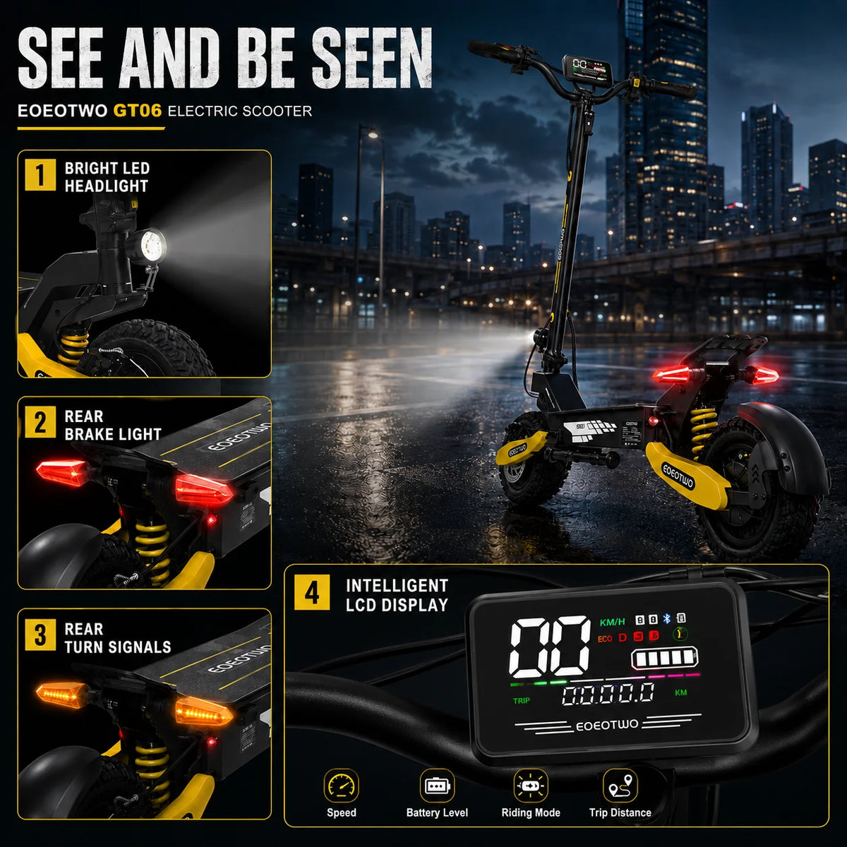 EOEOTWO 1200W Off Road Electric Scooter For Adults Foldable