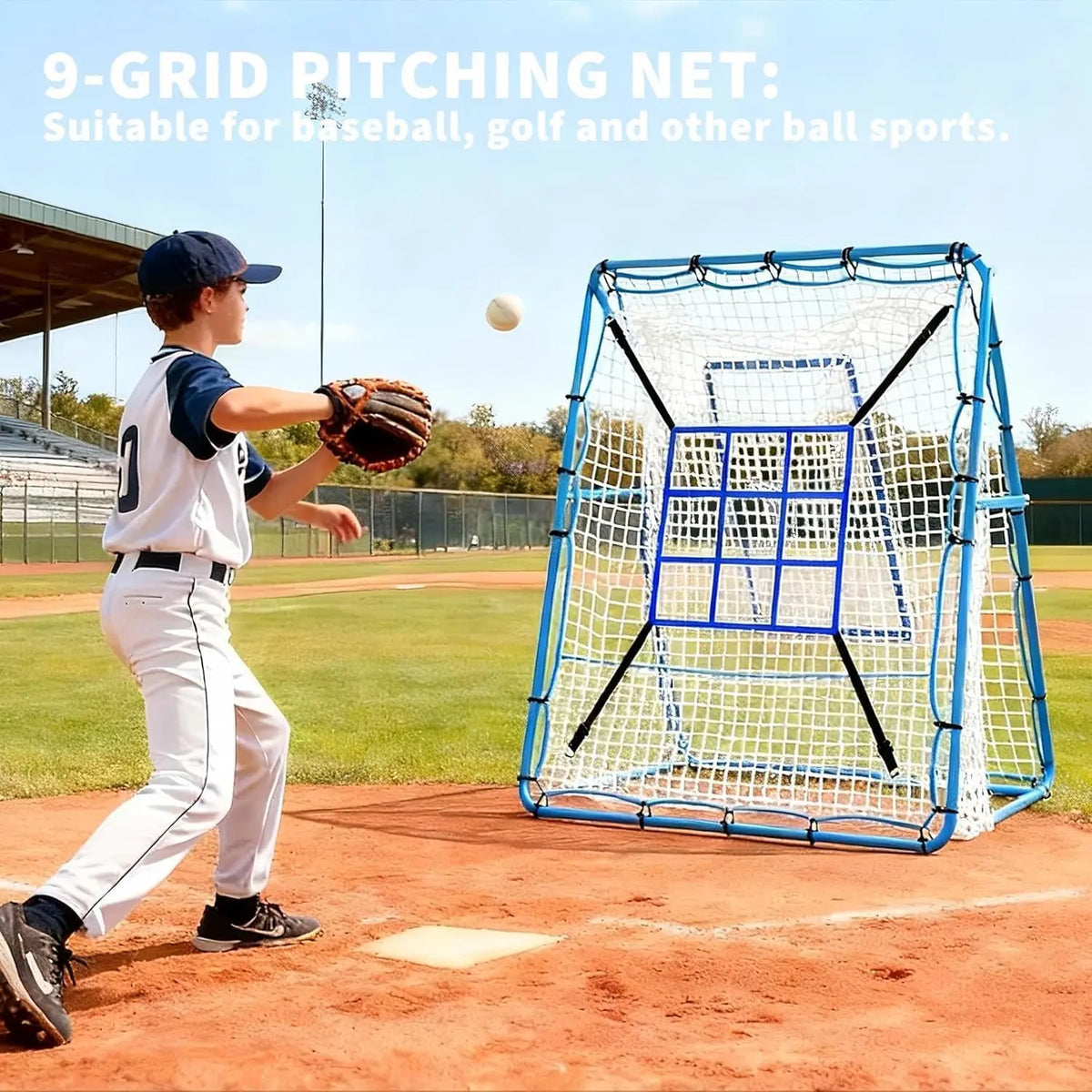 Tacleekii Adjustable Baseball Rebounder Net For Solo Training Practice