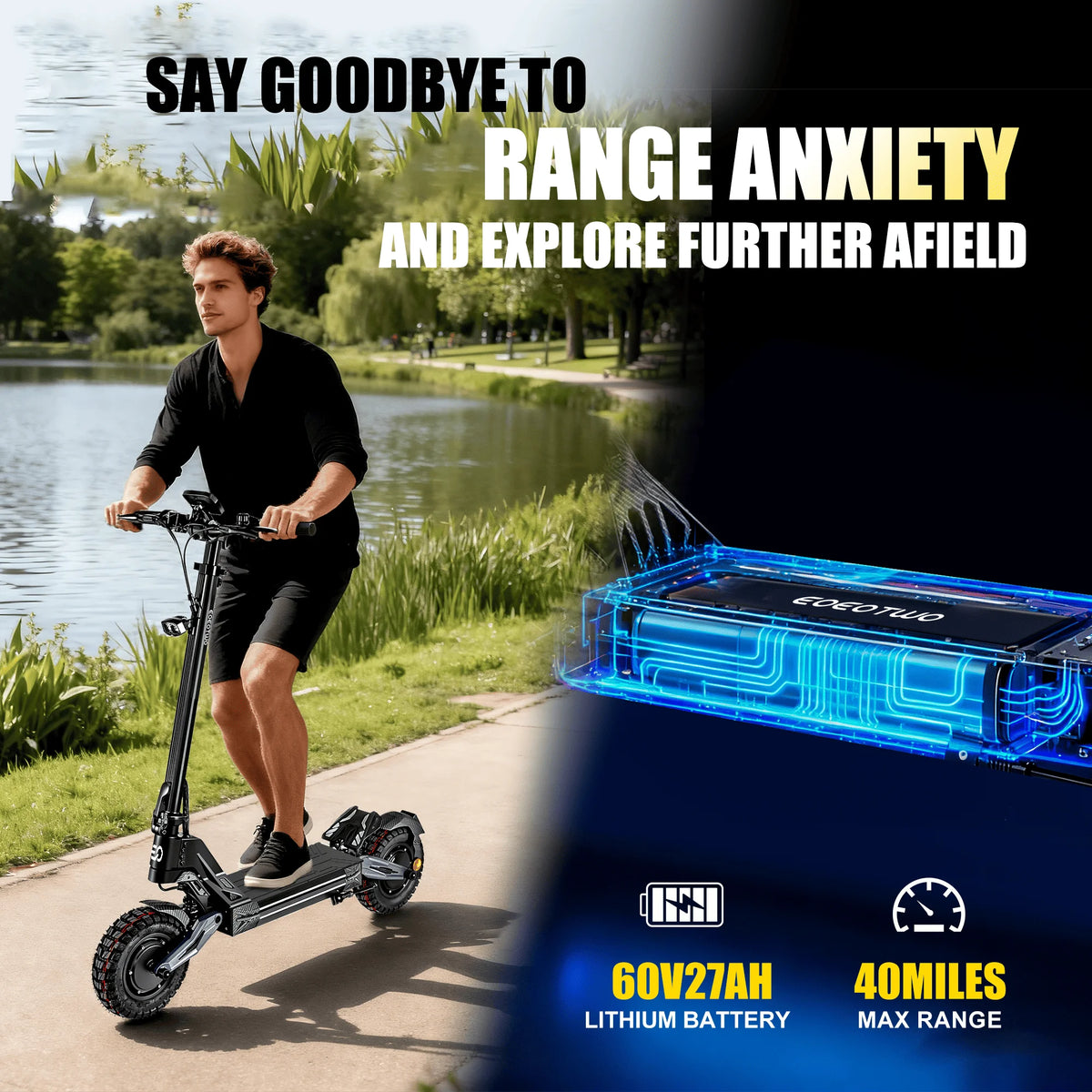 EOEOTWO Dual 4000W Electric Scooter 45MPH Offroad Foldable Adult