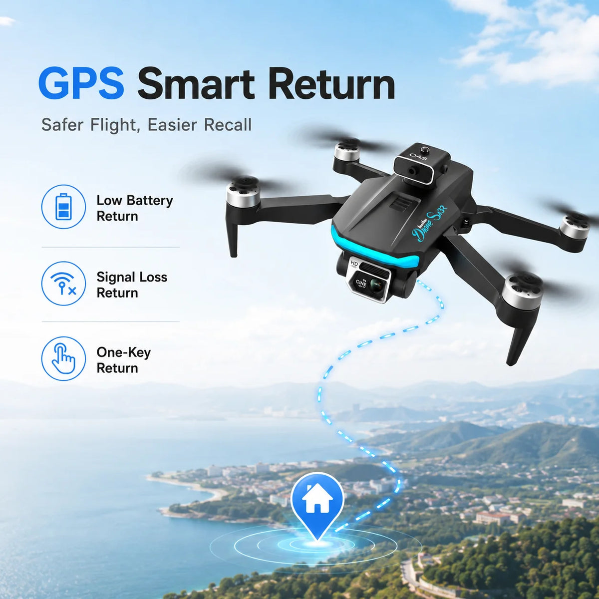 Znlyrion S132 Dual Camera Foldable RC Drone With App Control