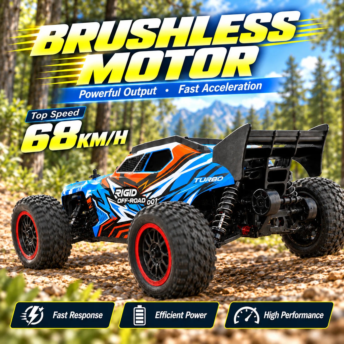 Znlyrion High Speed Brushless RC Truck With LED Headlights