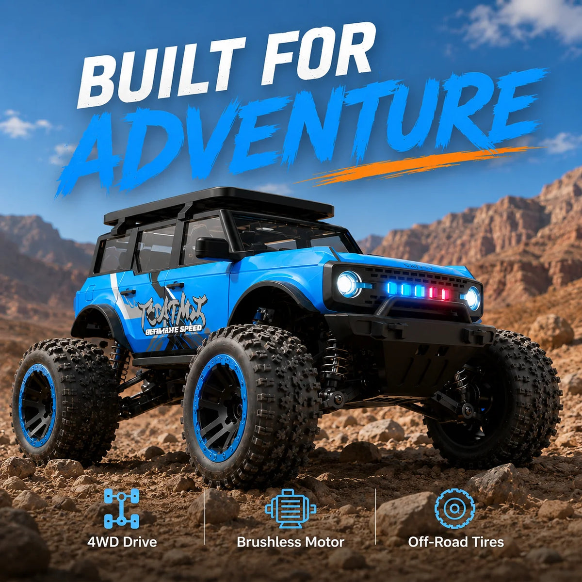 ZNLYRION 4WD RC Truck With Independent Suspension And LED Lights