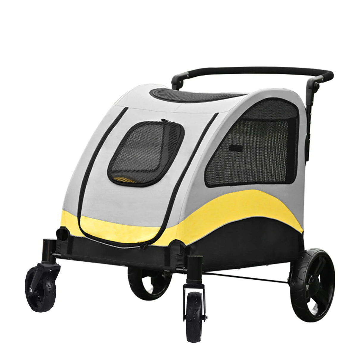 Portable Four Wheel Foldable Dog Stroller With Breathable Mesh Carrier