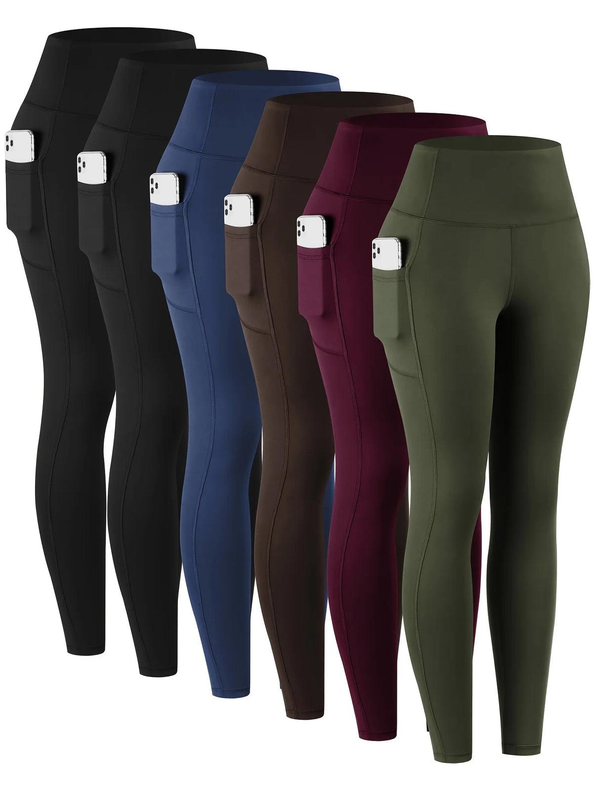 Women High Waist Cotton Modal Six Pockets Workout Yoga Leggings