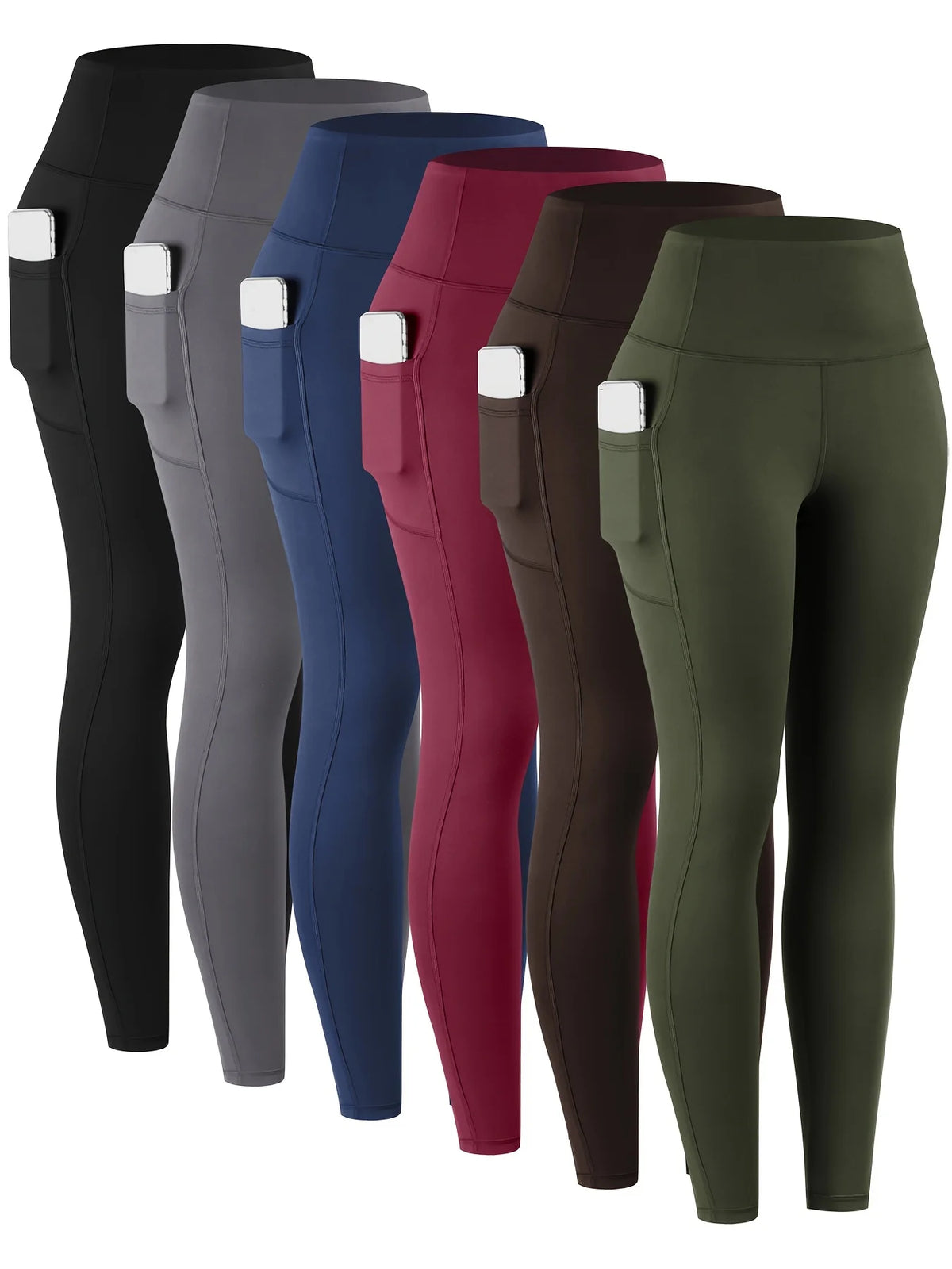 Women High Waist Cotton Modal Six Pockets Workout Yoga Leggings