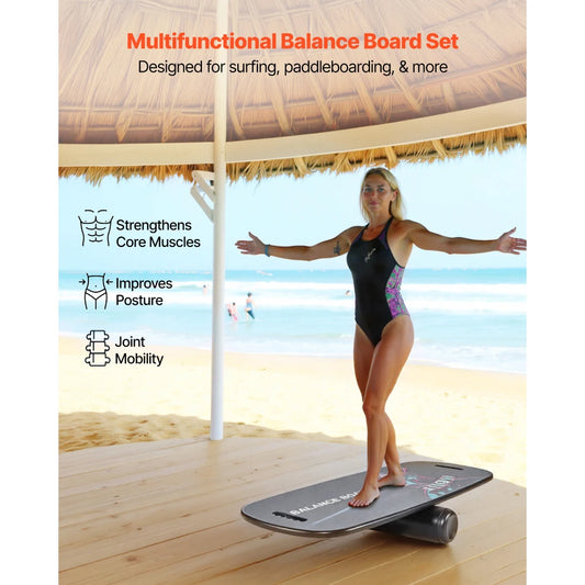 Premium Wooden Balance Training Board With Roller For Core Exercises