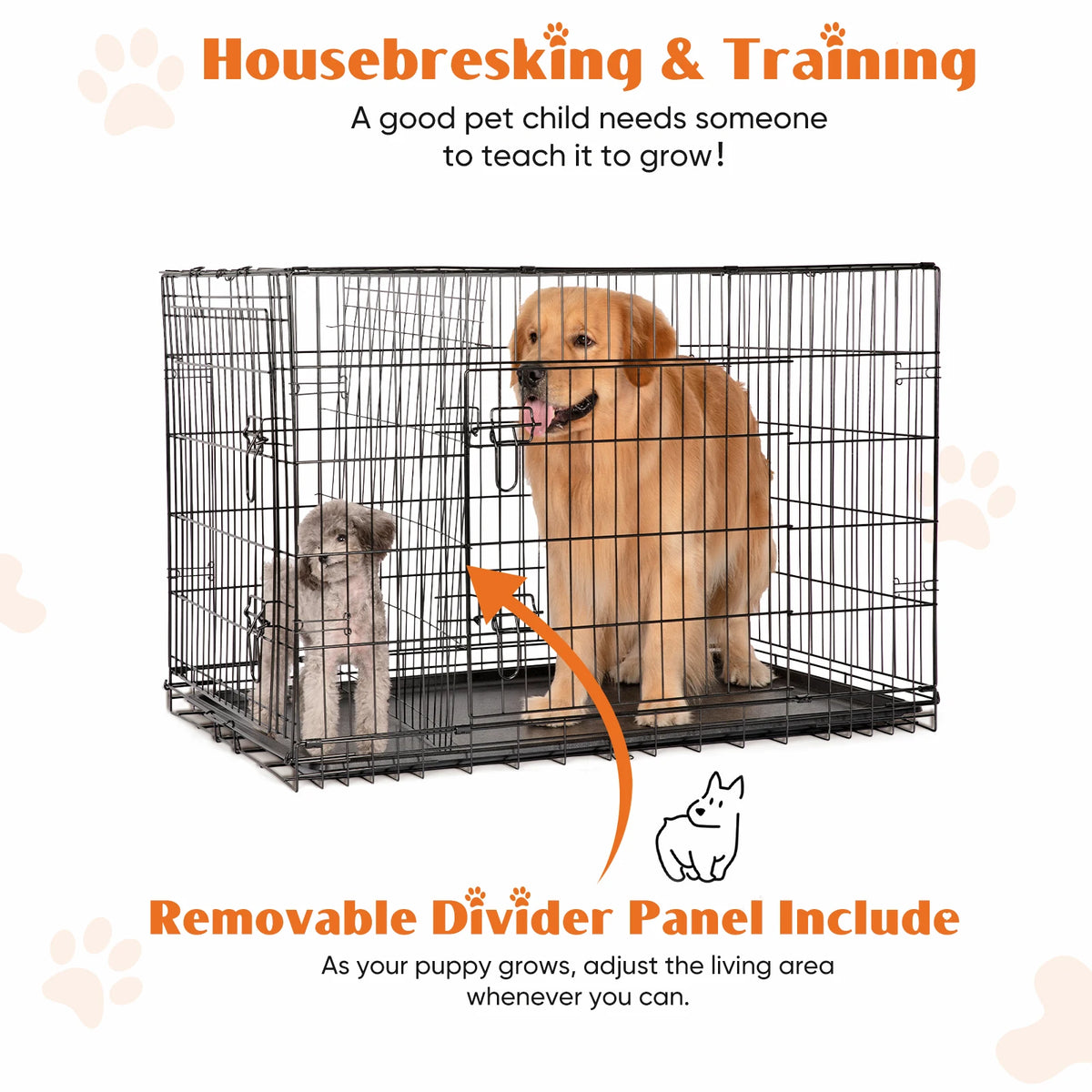 Jhk Double Door Metal Dog Kennel With Leak Proof Pan