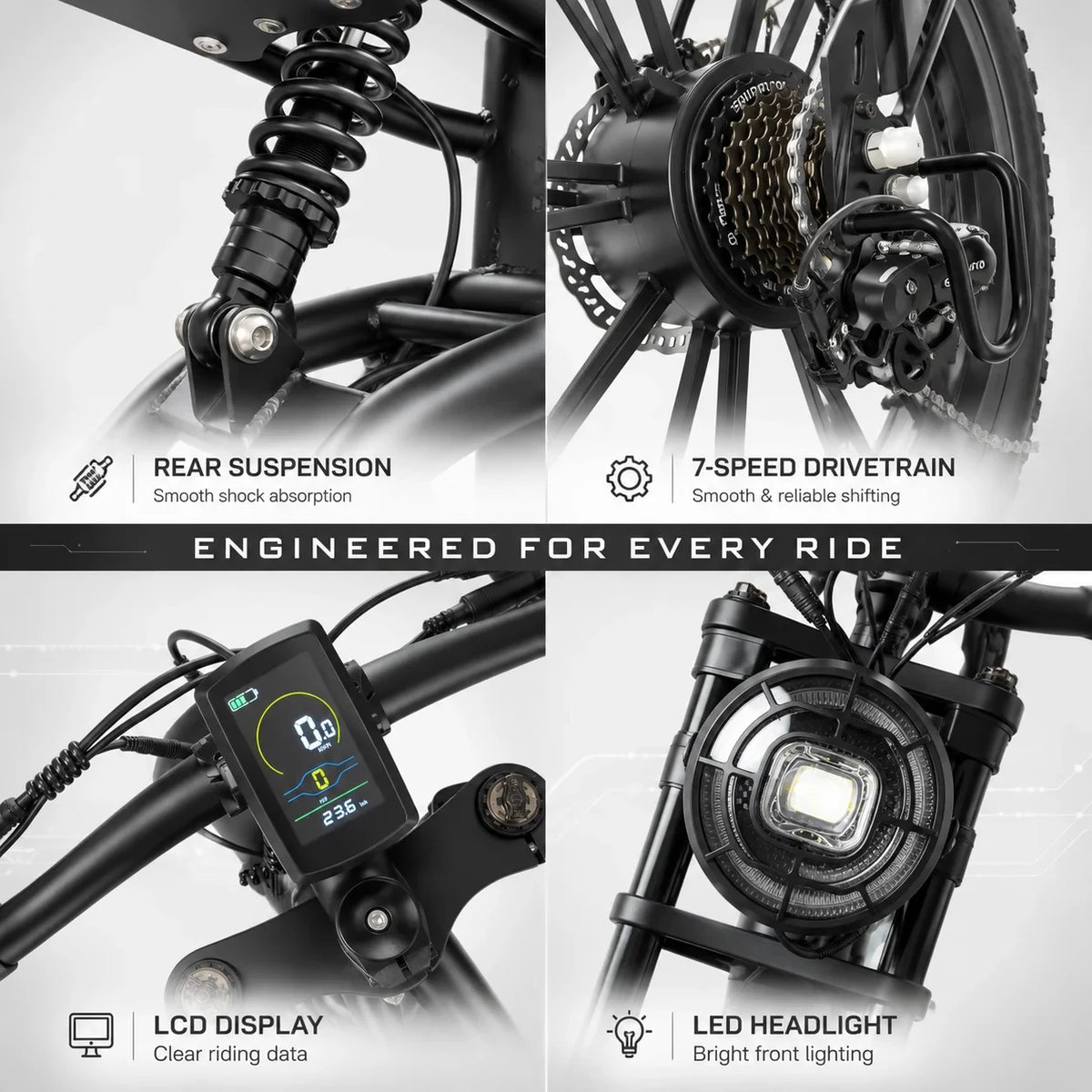 Ikingi S6Pro 1000W Peak Electric All Terrain Bicycle With Suspension